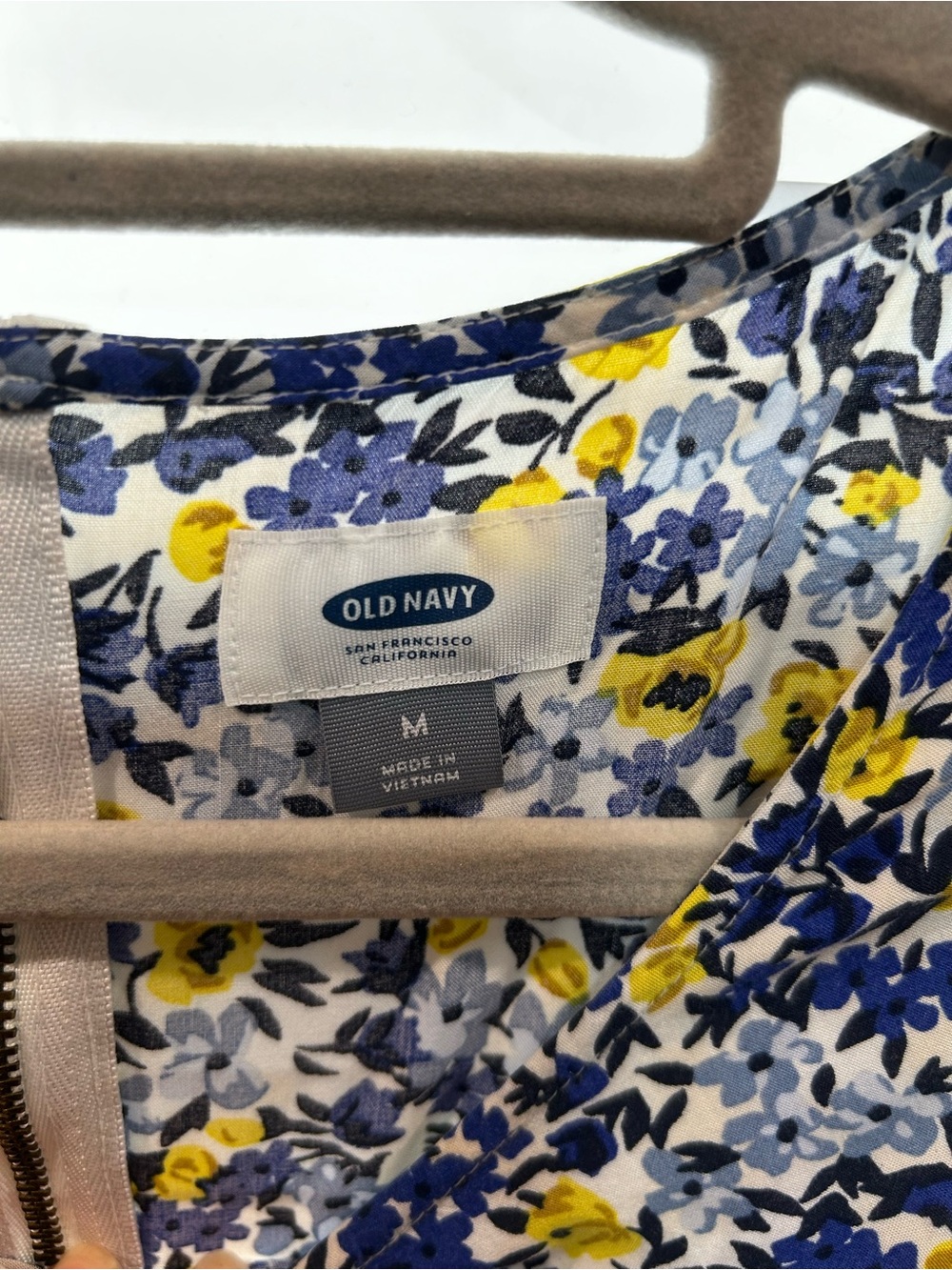 Old Navy White Floral Mini Dress with Blue & Yellow Blooms